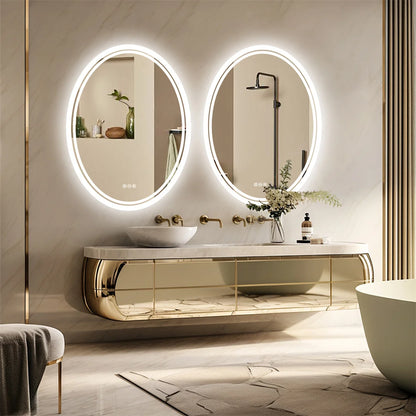 50x70cm Oval LED Illuminated Bathroom Mirror Wall Mounted with Lights And Demister Pad for Makeup And Shaving