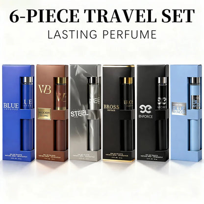 6-piece travel set, men's and women's eau de toilette spray, long-lasting fragrance, 6 different flavors, perfect for holiday gi