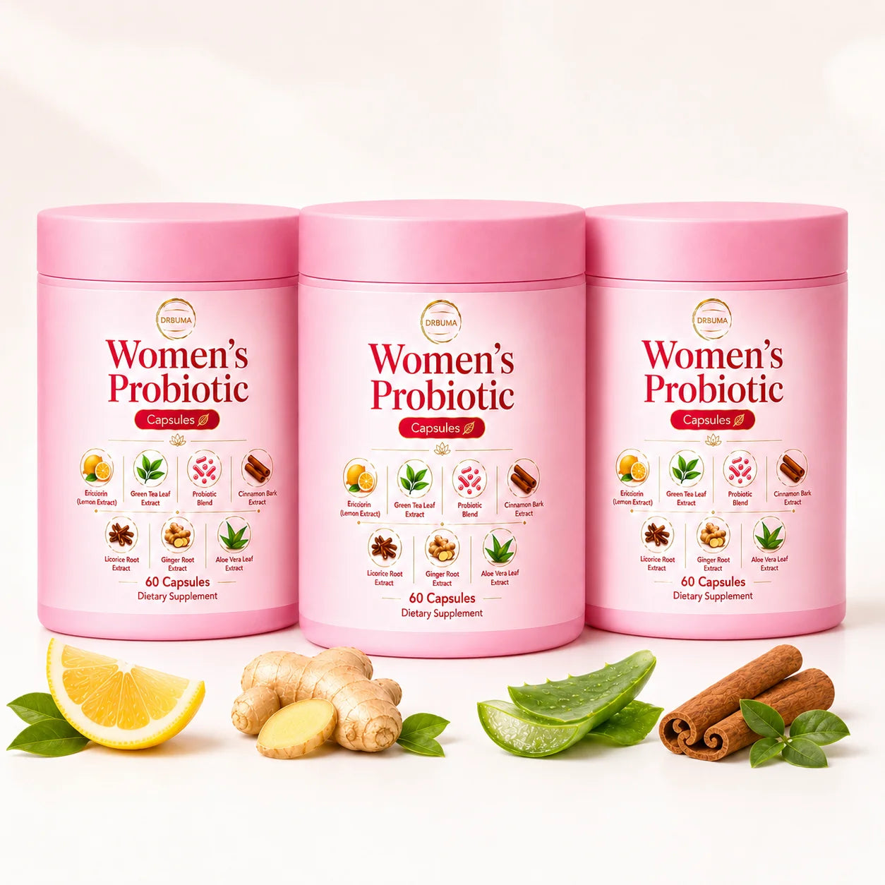 60-Capsule Women's Probiotic Capsules, Daily Nutritional Supplement Formula, Compound Probiotic Capsules for Intimate Care of Women, Formulated with Plant Extracts Combined with Complex Probiotics, Gentle Formula