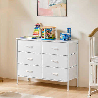 JHK Six Drawer Fabric Storage Nightstand With Metal Frame