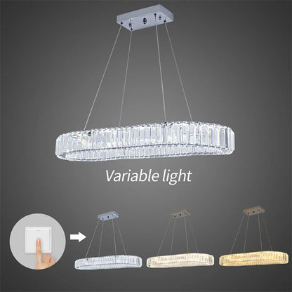 GreeLustr Crystal Oval Ring LED Pendant Chandelier for Dining Rooms
