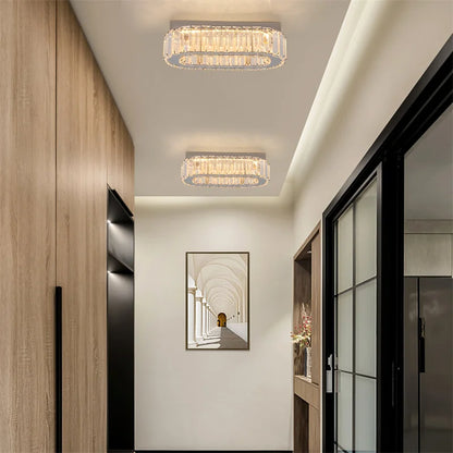GreeLustr Crystal Oval Ring LED Pendant Chandelier for Dining Rooms