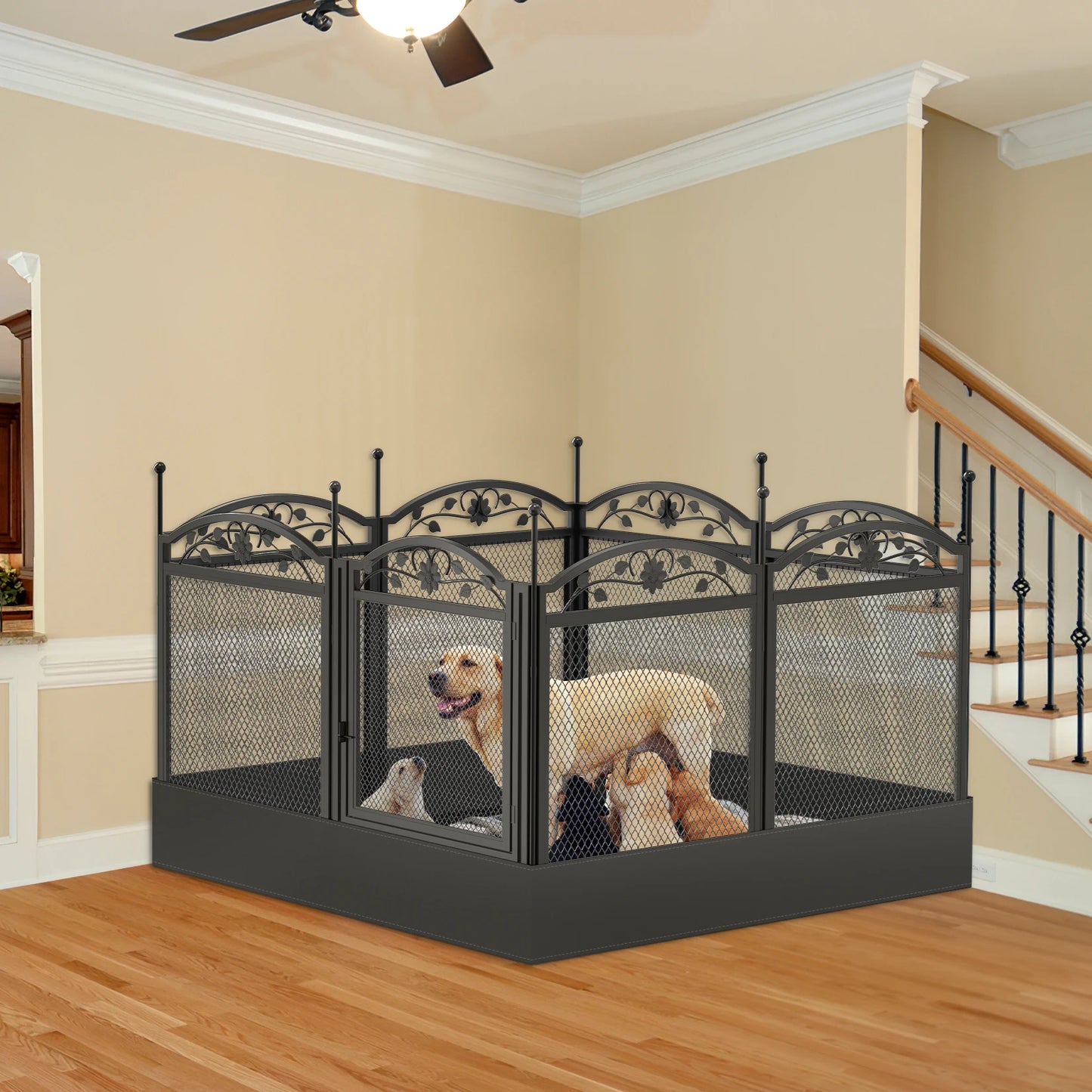 BINGOPAW 8 Panel Heavy Duty Dog Playpen Outdoor Indoor Waterproof Pad Training