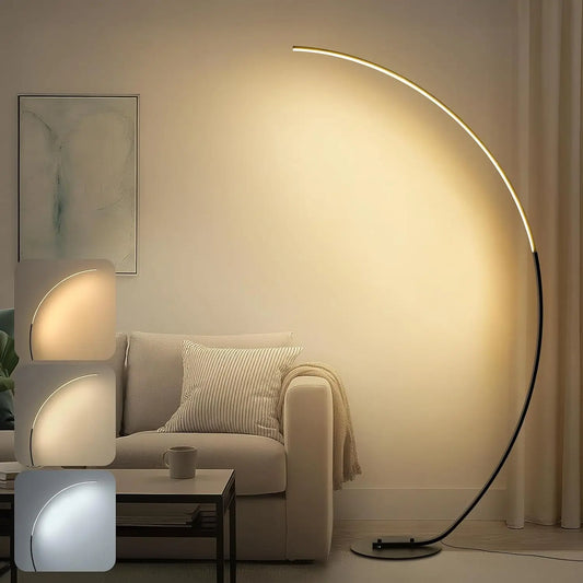 165cm Arched Standing Floor Lamp With Remote - Dimmable Modern Reading Floor Lamps LED Color Changing Curved Ambient Lighting For Bedroom And Living Room