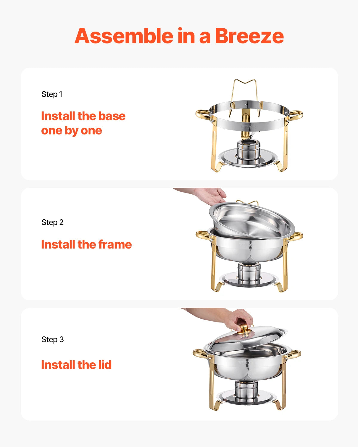 Succebuy 4 Pack Chafing Dish Buffet Set Stainless Chafer