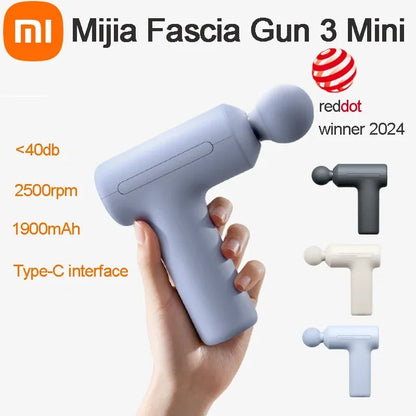 2025 XIAOMI Mijia Mini Fascia Gun 3 Portable Muscle Massage Gun 12kg Thrust Brushless Silent Motor 3 Massager Heads Relax Body