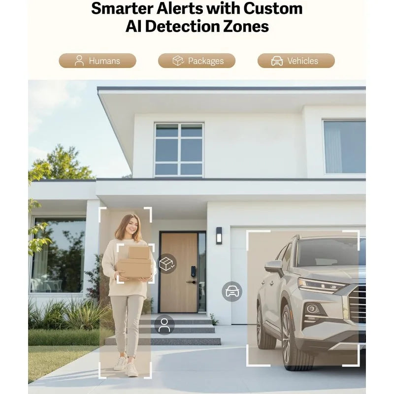 Palm Vein Video Smart Lock 2K Camera And Fingerprint AI Motion Detection IP65