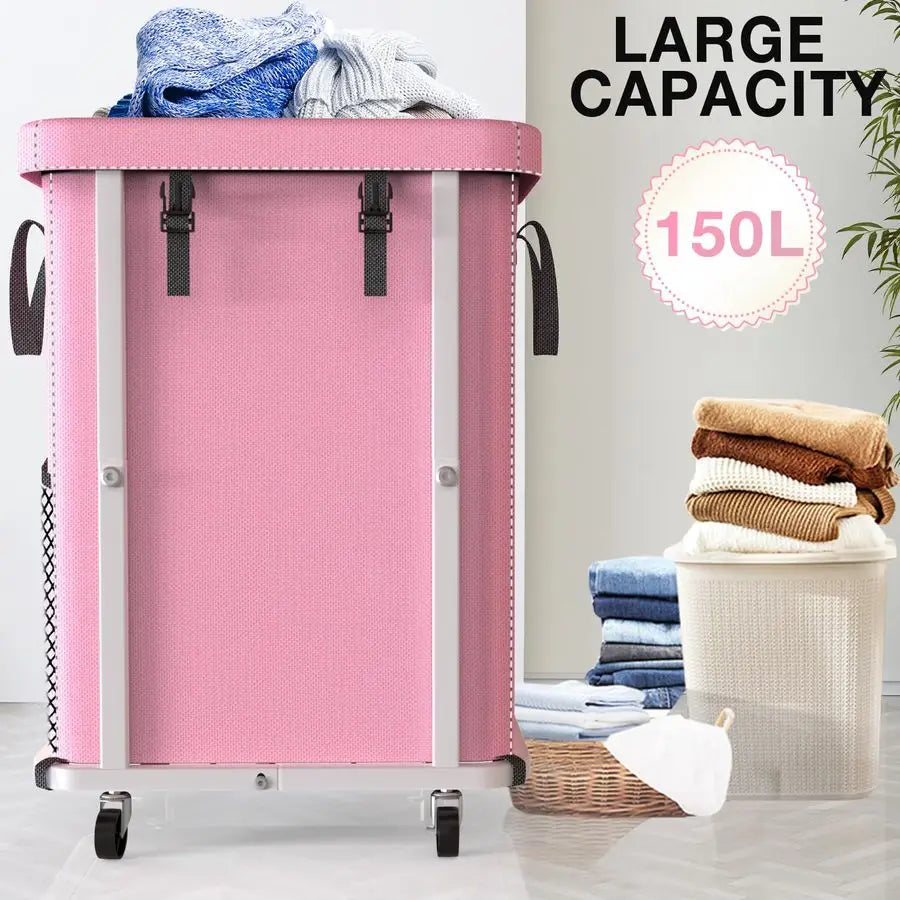 Gal150L High Grade Laundry Basket With Wheels And Removable Bag