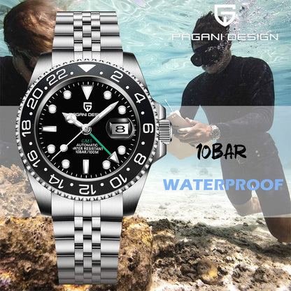 PAGANI DESIGN PD1662 Ceramic Bezel Sapphire Glass Automatic GMT Watch