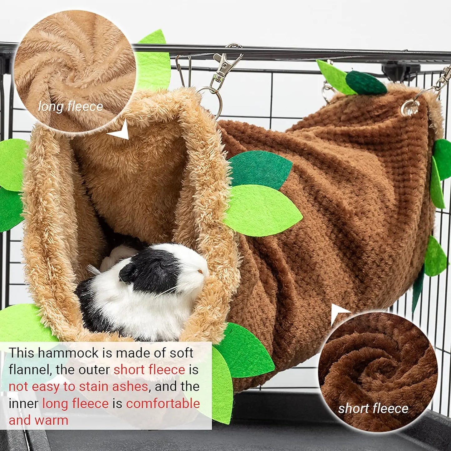 Soft Fleece Tunnel Hammock for Hamster Ferret Chinchilla Hedgehog Squirrel Small Animals - Cage Accessories for Playing Sleeping