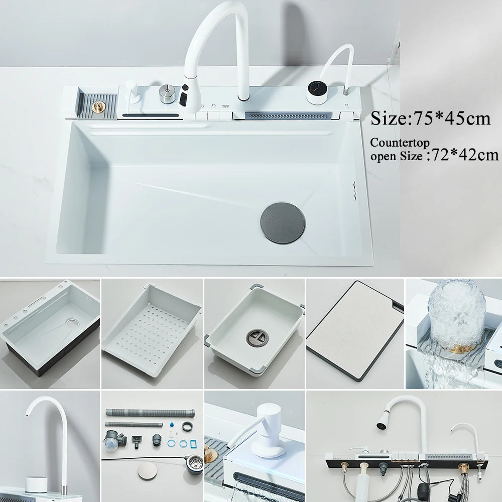 MYQualife 304 Stainless Steel Waterfall Sink With Faucet
