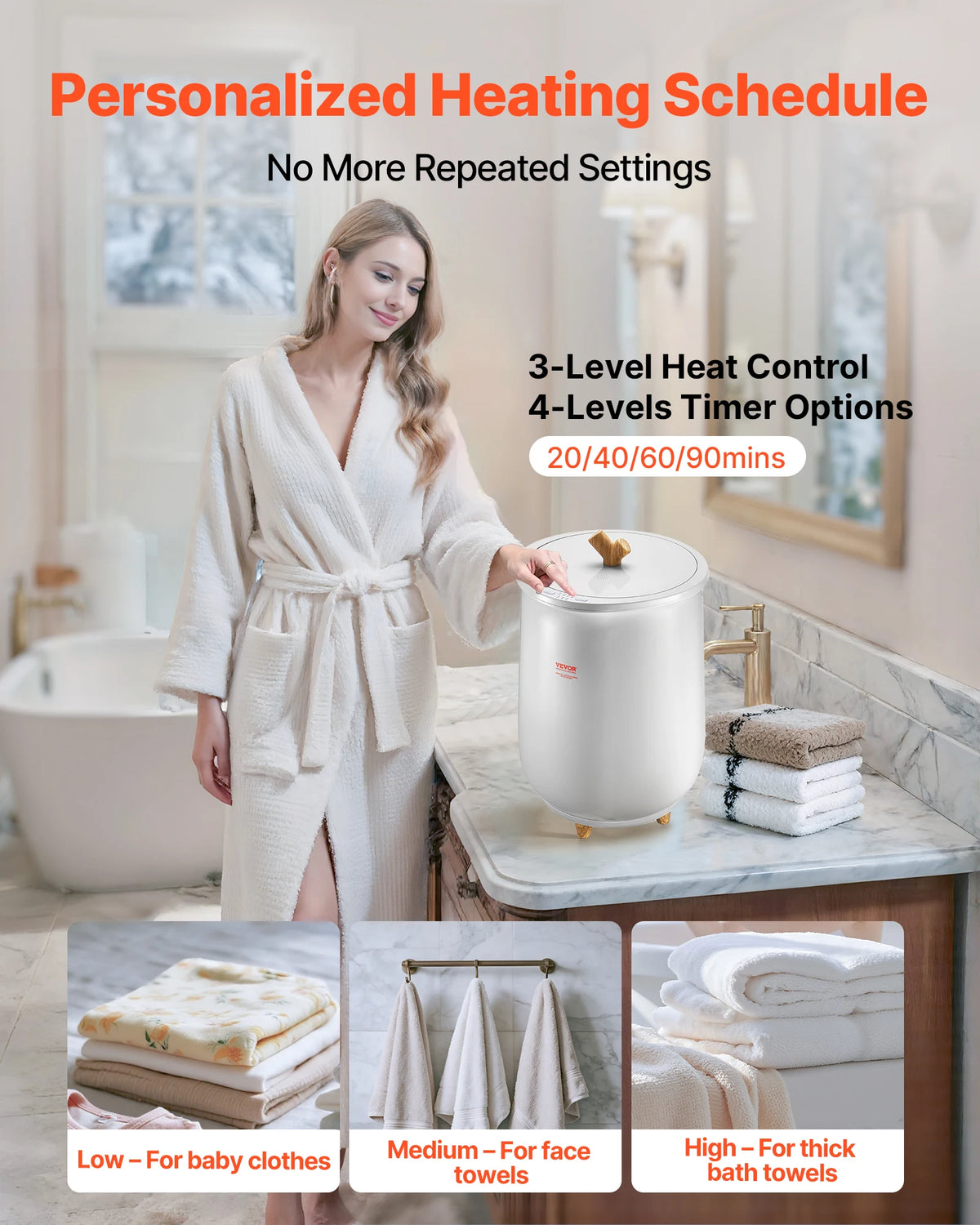 SucceBuy Heated Towel Warmer Bucket With LED And Auto Shutoff