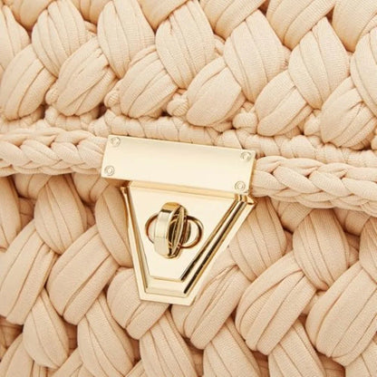 Chunky Yarn Knit Crochet Tote Purse Crossbody Bags for Women - Handwoven Evening Clutch Flap Shoulder Bag