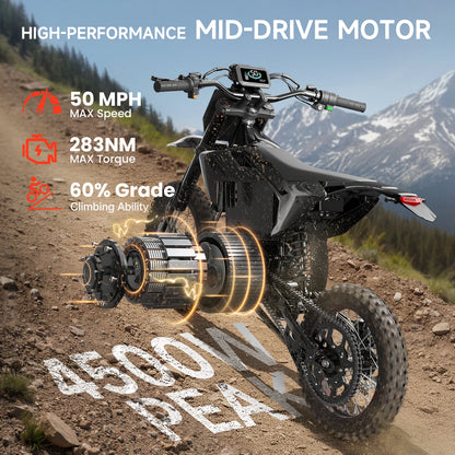 QRONGE X1 Spark Dirt Bike 4500W Peak 60 Mile Range