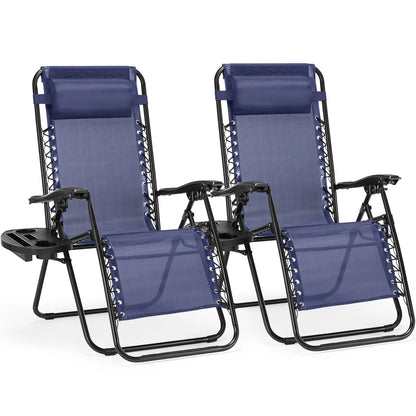 JHK Zero Gravity Portable Recliner Set Outdoor Lounge Chairs