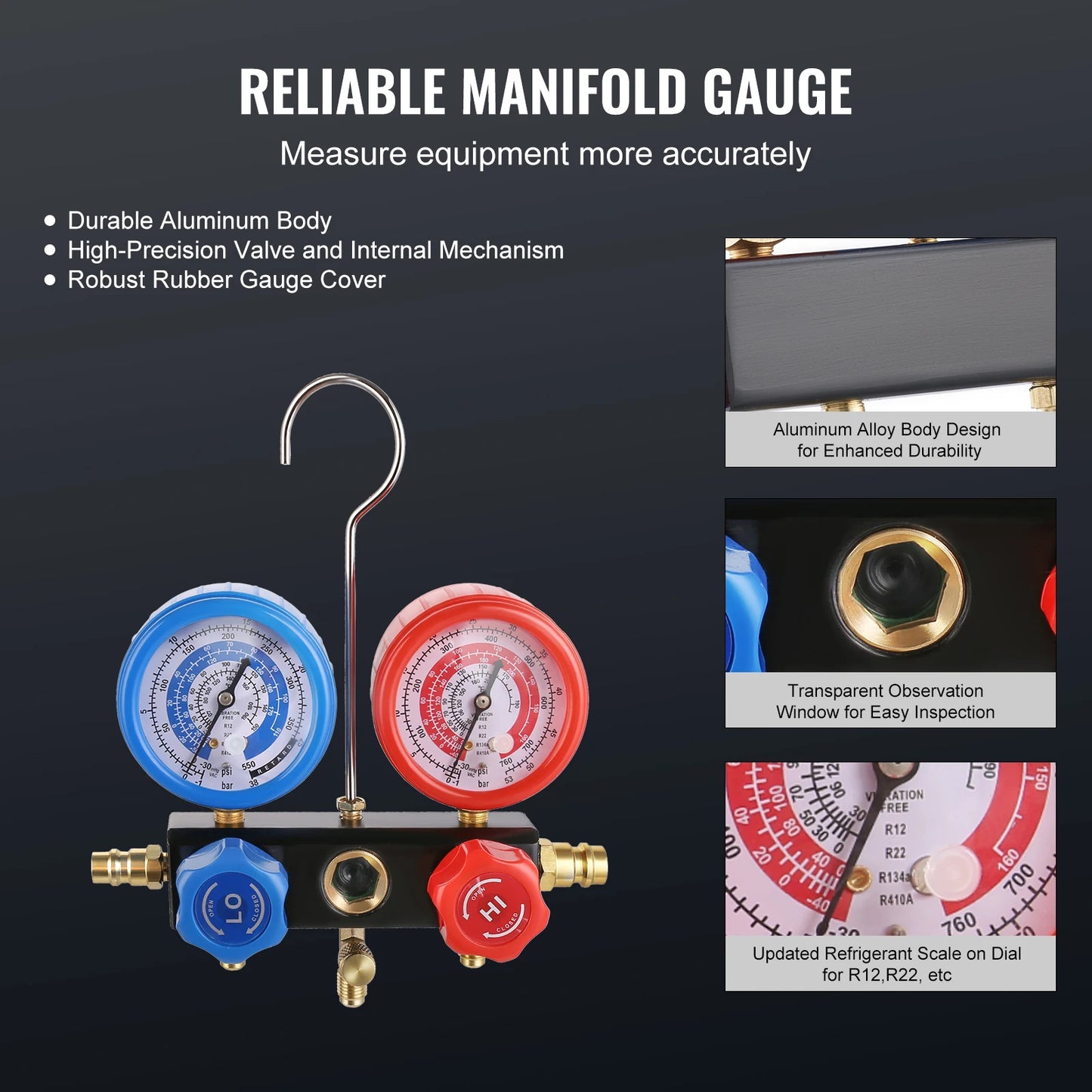 SucceBuy 3.5CFM 4CFM Single Stage Rotary Vane HVAC Air AC Vacuum Pump & A/C Refrigerant Kit Manifold Gauge Set Air Conditioning