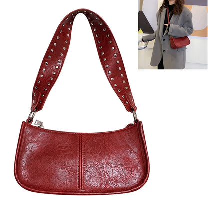 Women Retro Shoulder Bag Adjustable Strap Underarm Satchel Bag Casual Vintage Armpit Bag Crossbody Sling Bag Girl Stylish Purse