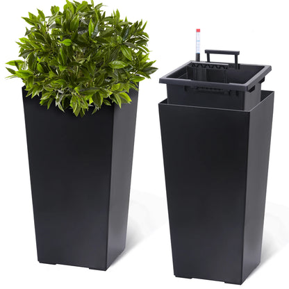 Self Watering Planter Set With Drainage And Water Level Monitor