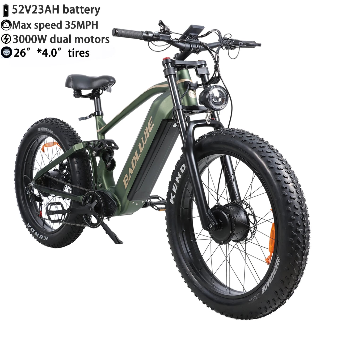 BAOLUJIE Moto Electric Bicycle Peak 1500/3000/5000W  48V/52V/60V Battery 35-45MPH Electric Bike E-Bike Adult Electric Motorcycle
