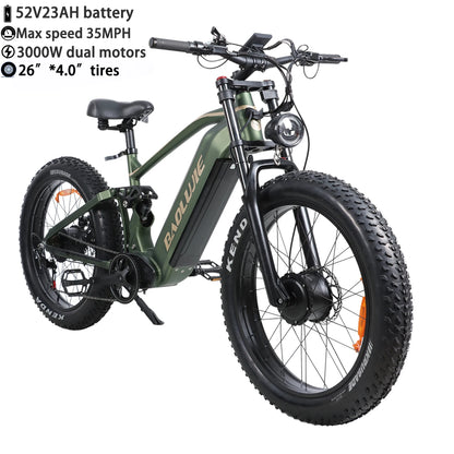 BAOLUJIE Moto Electric Bicycle Peak 1500/3000/5000W  48V/52V/60V Battery 35-45MPH Electric Bike E-Bike Adult Electric Motorcycle