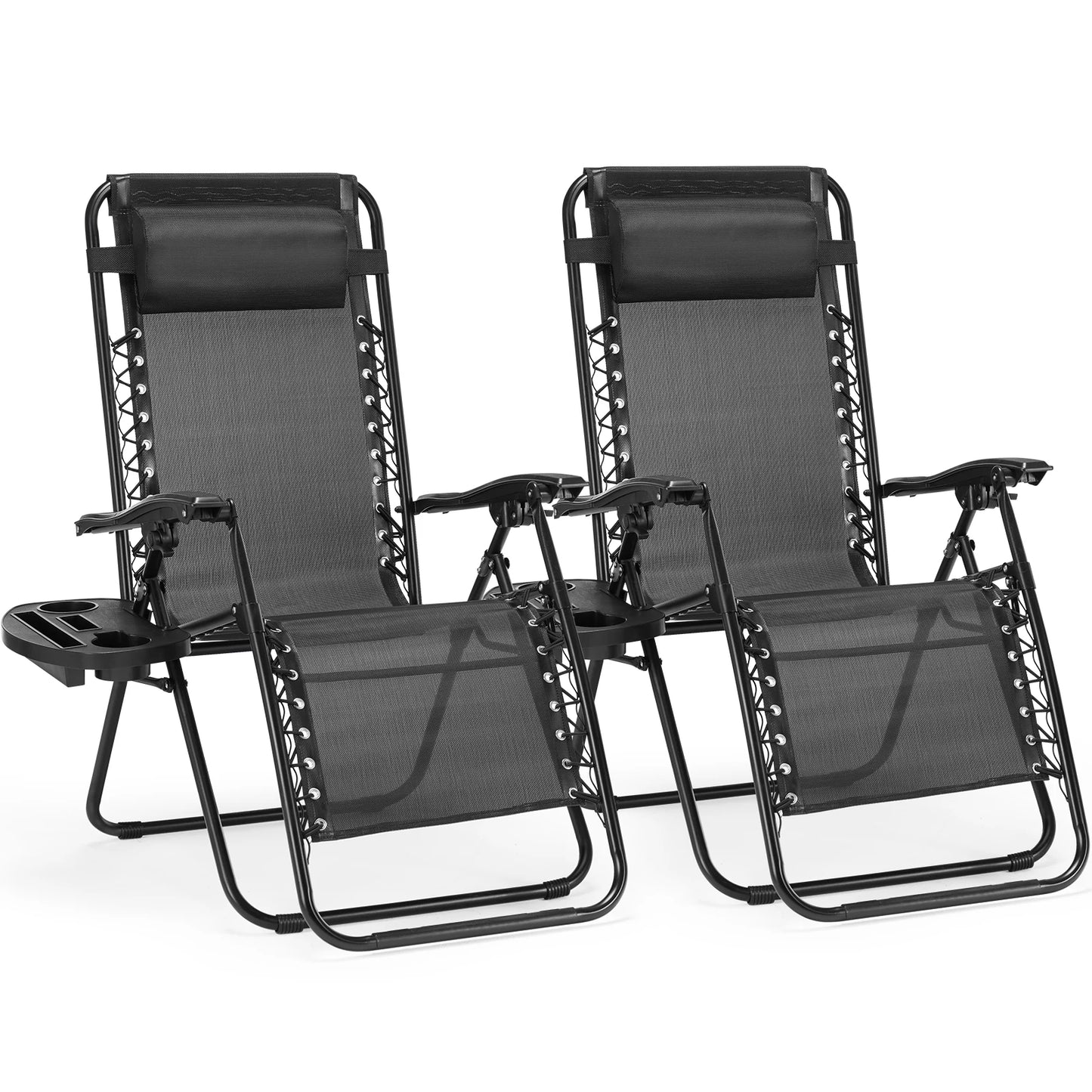 JHK Zero Gravity Portable Recliner Set Outdoor Lounge Chairs