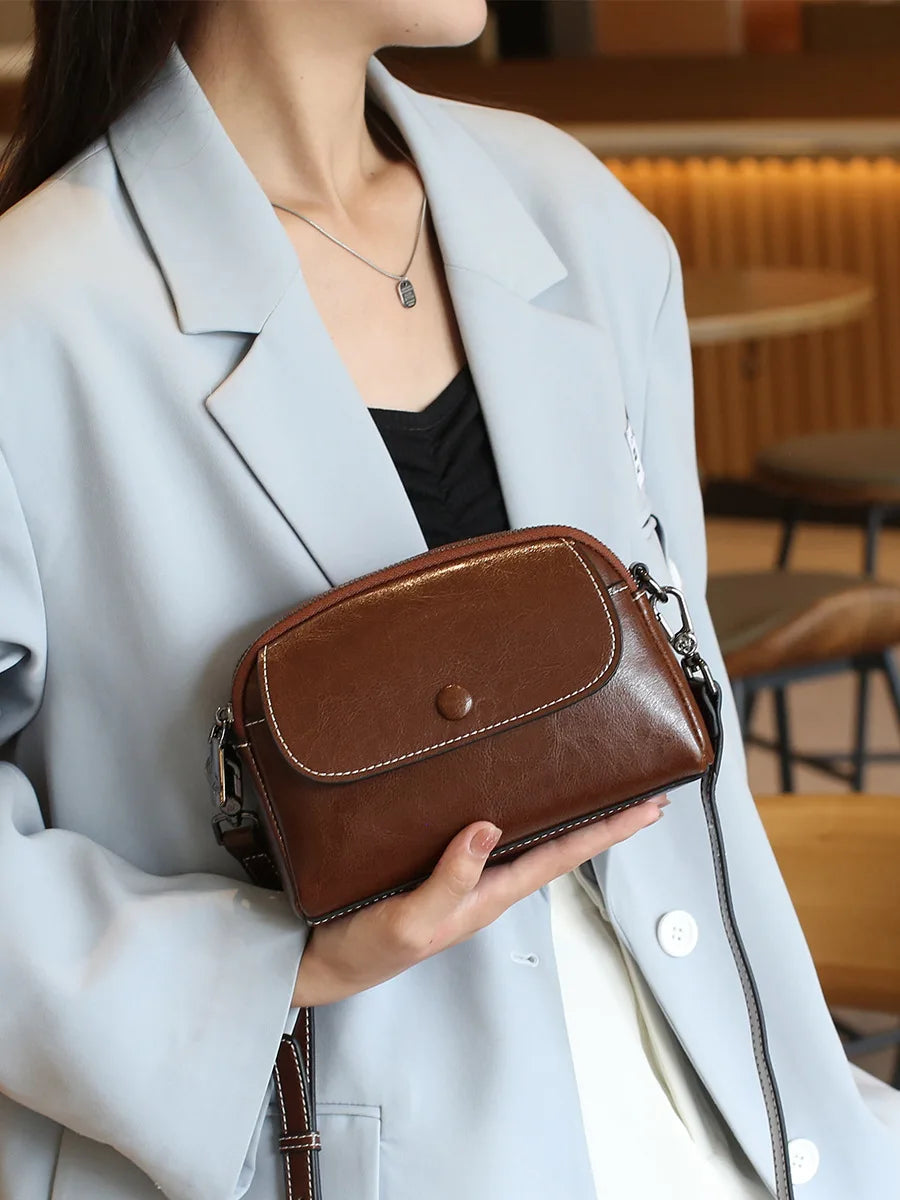 mini small genuine leather vintage bag Crossbody Bag luxury mobile phone shoulder bag  women mobile bag for women