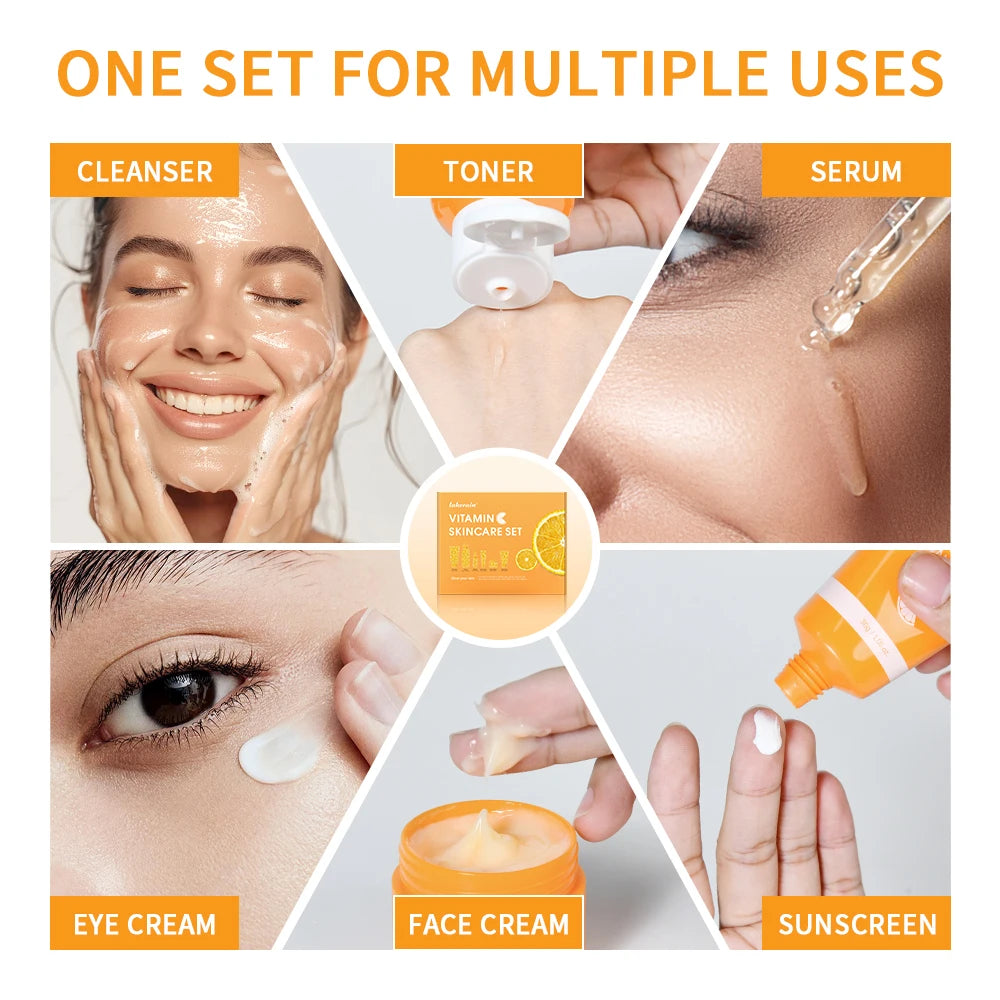 Lakerain Vitamin C Skin Care Whitening Serum Cream Set
