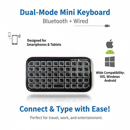 Bluetooth Wired Type-C RGB Backlit Rechargeable Keyboard For Tablets