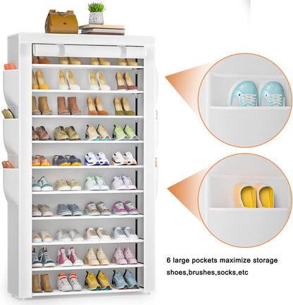 10-Tier Shoe Rack Holds 50-56 Pairs Free Standing Entryway Closet
