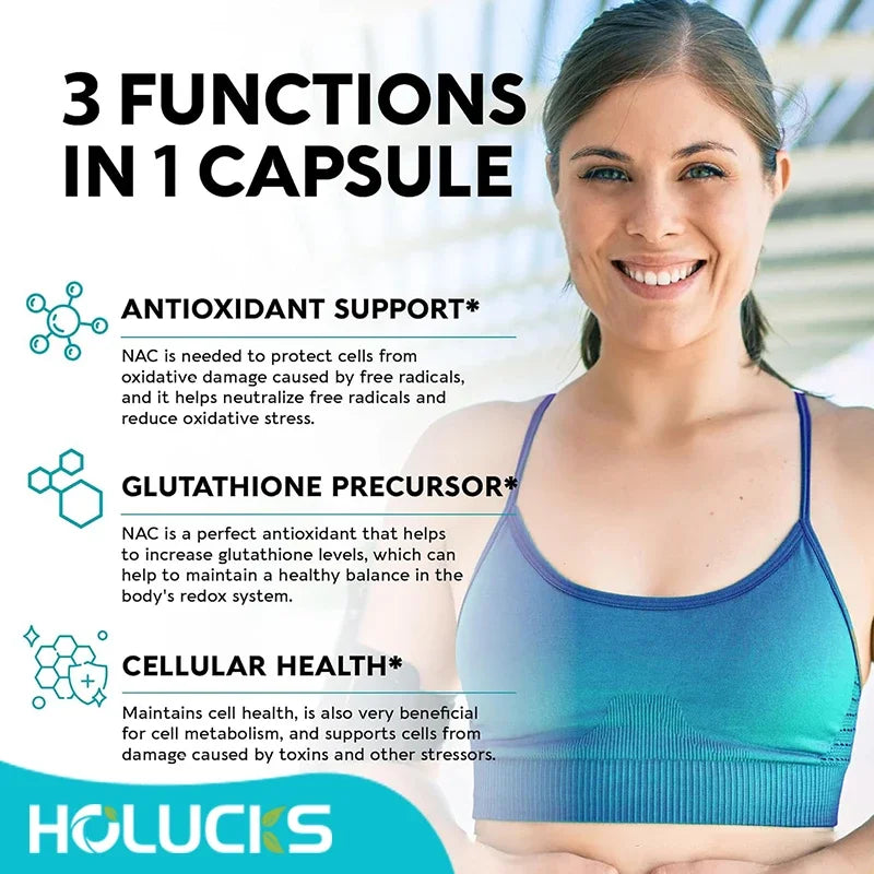 NAC Glutathione Food Supplement, Detox & Antioxidant, Anti-Aging, for Liver Health, Immune Support, Skin Care, Hair, Nails