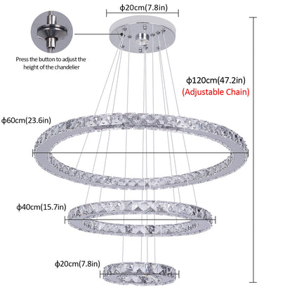 Vinilky Crystal Pendant Light With Remote Control For Living Spaces