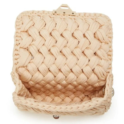 Chunky Yarn Knit Crochet Tote Purse Crossbody Bags for Women - Handwoven Evening Clutch Flap Shoulder Bag