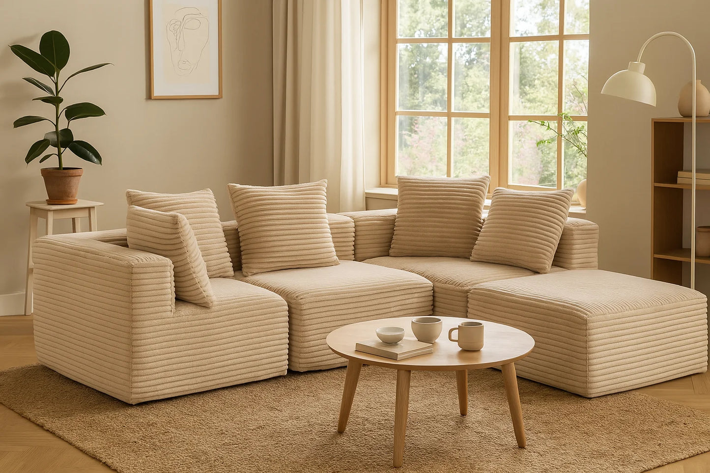 Sectional boneless Couch with L-Shape Chaise,Modern Modular sleeper Sofa with Deep Seat, Upholstered Couches for Room