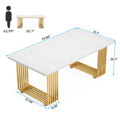 Tribesigns Modern Office Desk with Gold Metal Legs for Home