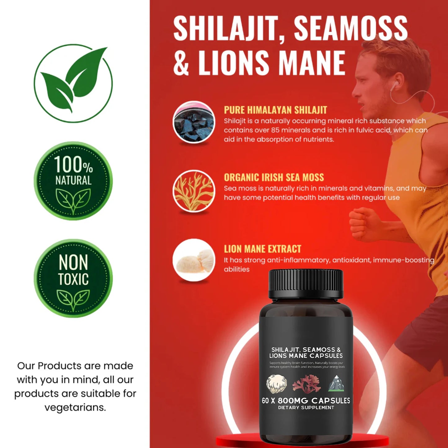 Quitmood Health Shilajit Fusion Capsules With Sea Moss Lions Mane