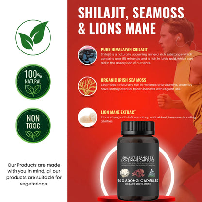Quitmood Health Shilajit Fusion Capsules With Sea Moss Lions Mane