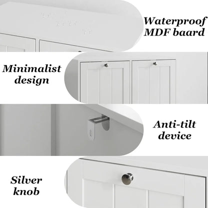 Tilt-Out Double Laundry Hamper Cabinet with 2 Removable Baskets, for Bathroom, Laundry Room