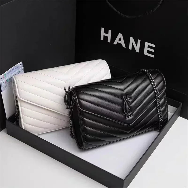 LOULOU Classic Rhombus Chain Leather Shoulder Bag For Women