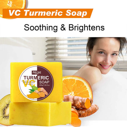 AILKE Natural Turmeric Skin Care Range for Women, Lightening, Cleaning Skin, Moisturizes, Remove Acne Dark Spots, Refining Pores