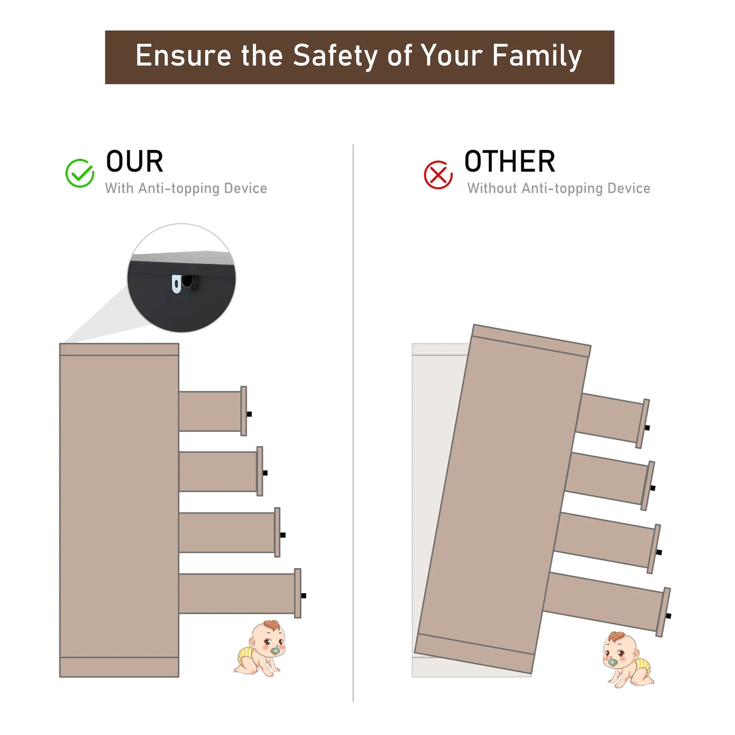 QiaoShiRen Modern Dresser With High Gloss Wood Finish