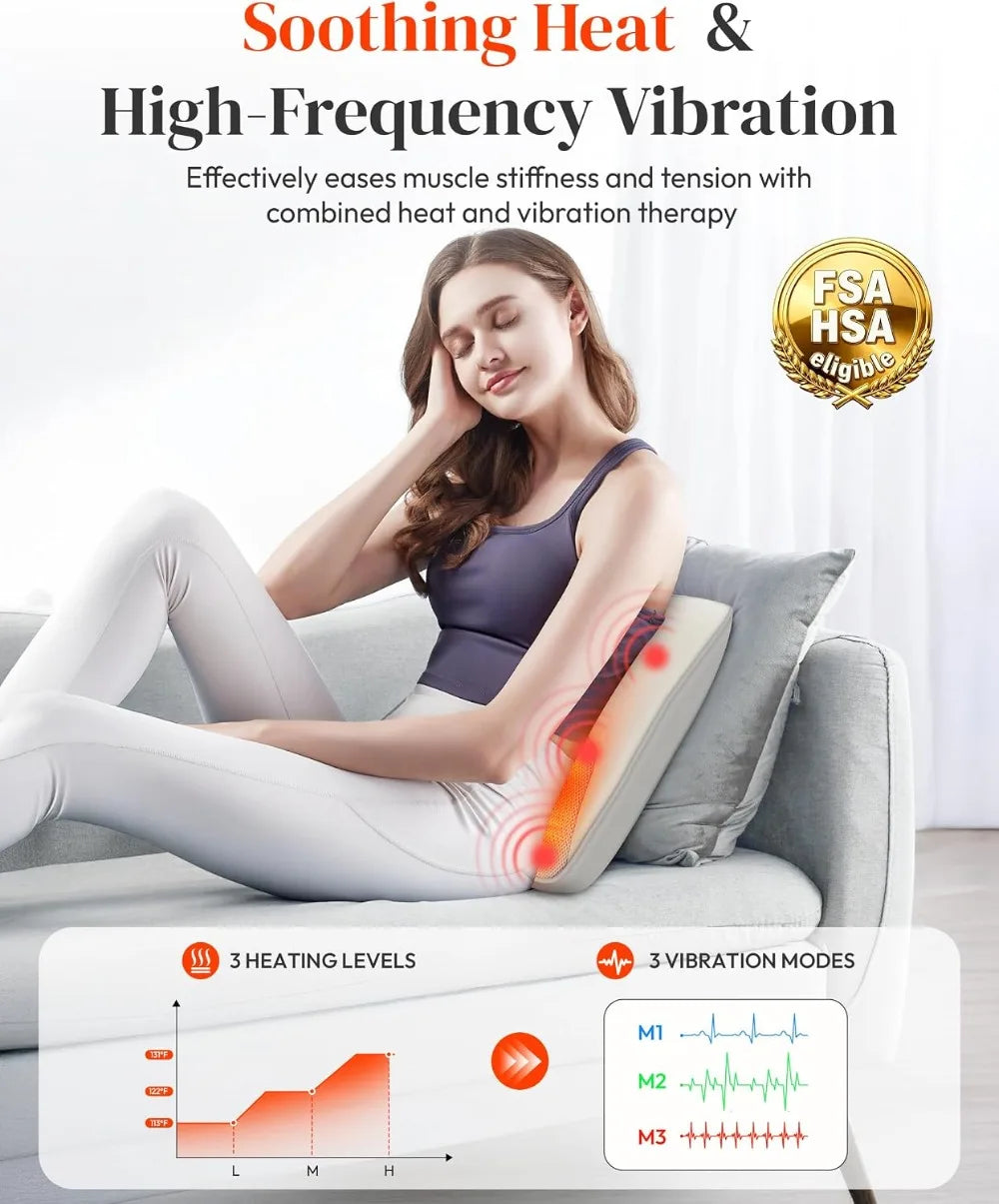 Shiatsu Back and Neck Massager with Heat, Deep Tissue Massage Pillow for Pain Relief, FSA HSA Eligible Gift for Mom Dad