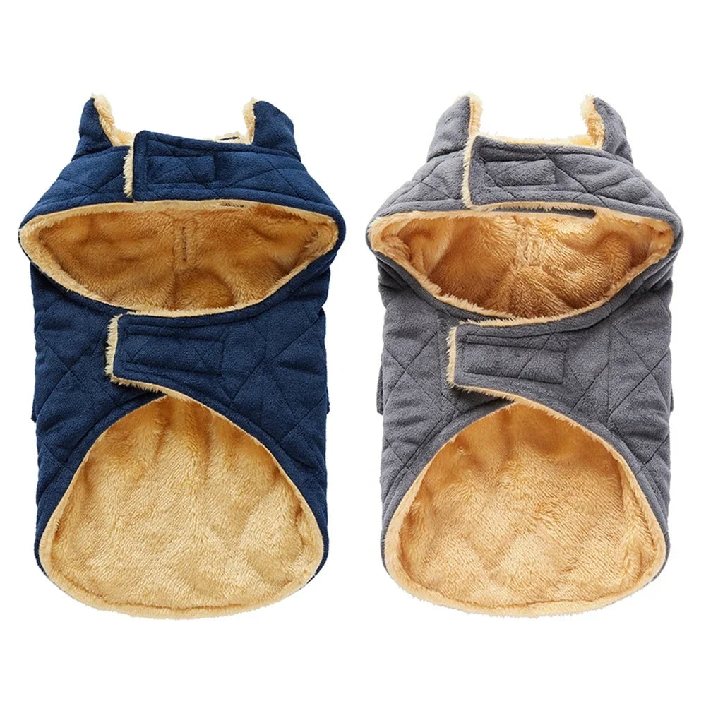 Winter Warm Plush Dog Jackets With Double Pockets For Small Medium And Large Dogs