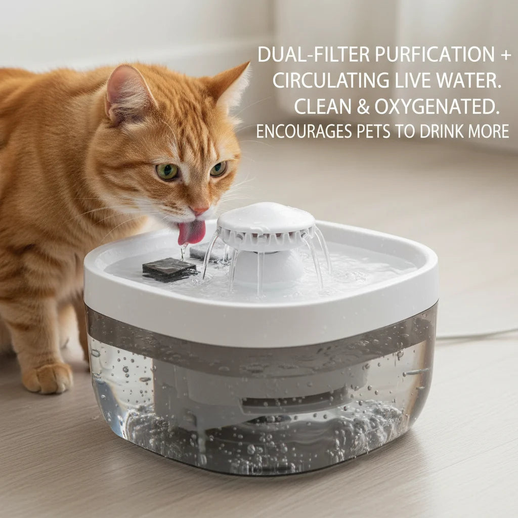 Pet Water Fountain 1.85 Gallon Large Capacity Ultra Quiet 30dB