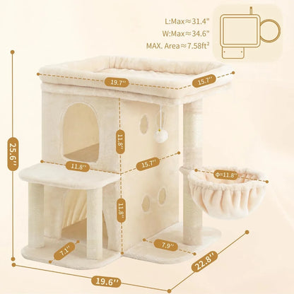 NBVCX Cat Tree Tower With Large Perch And Dual Condos