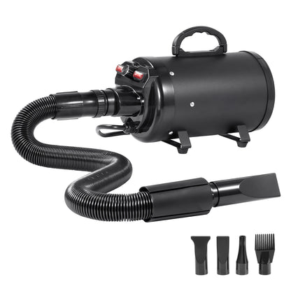 SucceBuy 2000W/2.7HP Dog Blow Dryer Adjustable Speed Temperature Control with 4 Nozzle and Extendable Hose for Pet Hair Grooming