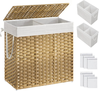 Laundry Hamper With Lid And Removable Liner Bags, Mesh Bags