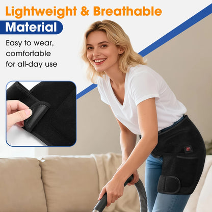 USB Charging Heated Hip Support Brace with 660nm Far Infrared 3 Adjustable Heating Levels Wrap for Hip Thigh Buttock
