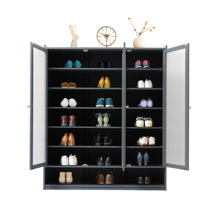3-Door 8-Tier Dustproof Shoe Cabinet Freestanding Bamboo Shoe Rack Organizer for Hallway Entryway
