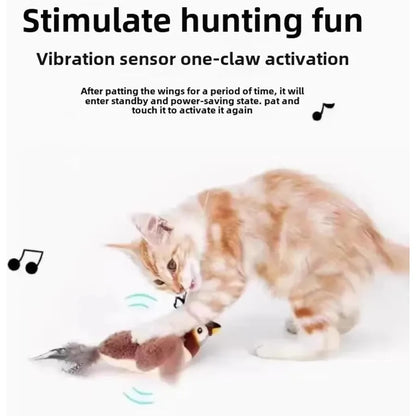 Interactive Chirping Bird Cat Toys with Flapping Wings 2025 New Flying Birds Cats Toy Flying Silation Electric Sparrow Shaking