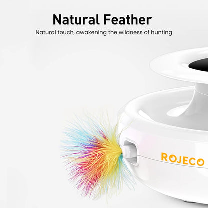 ROJECO 2 In 1 Cat Teaser Toy With Feather Ball Modes